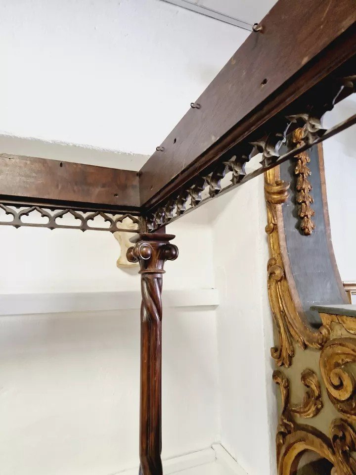 Antique Canopy Bed In Sicilian Wood, Italy-photo-4