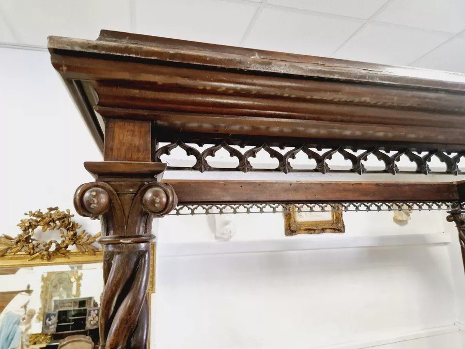 Antique Canopy Bed In Sicilian Wood, Italy-photo-6