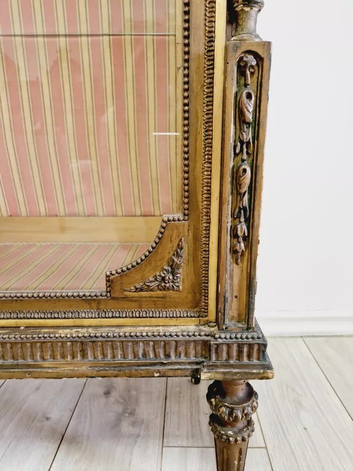 Antique French Gilded Display Cabinet In Louis XVI Style-photo-5