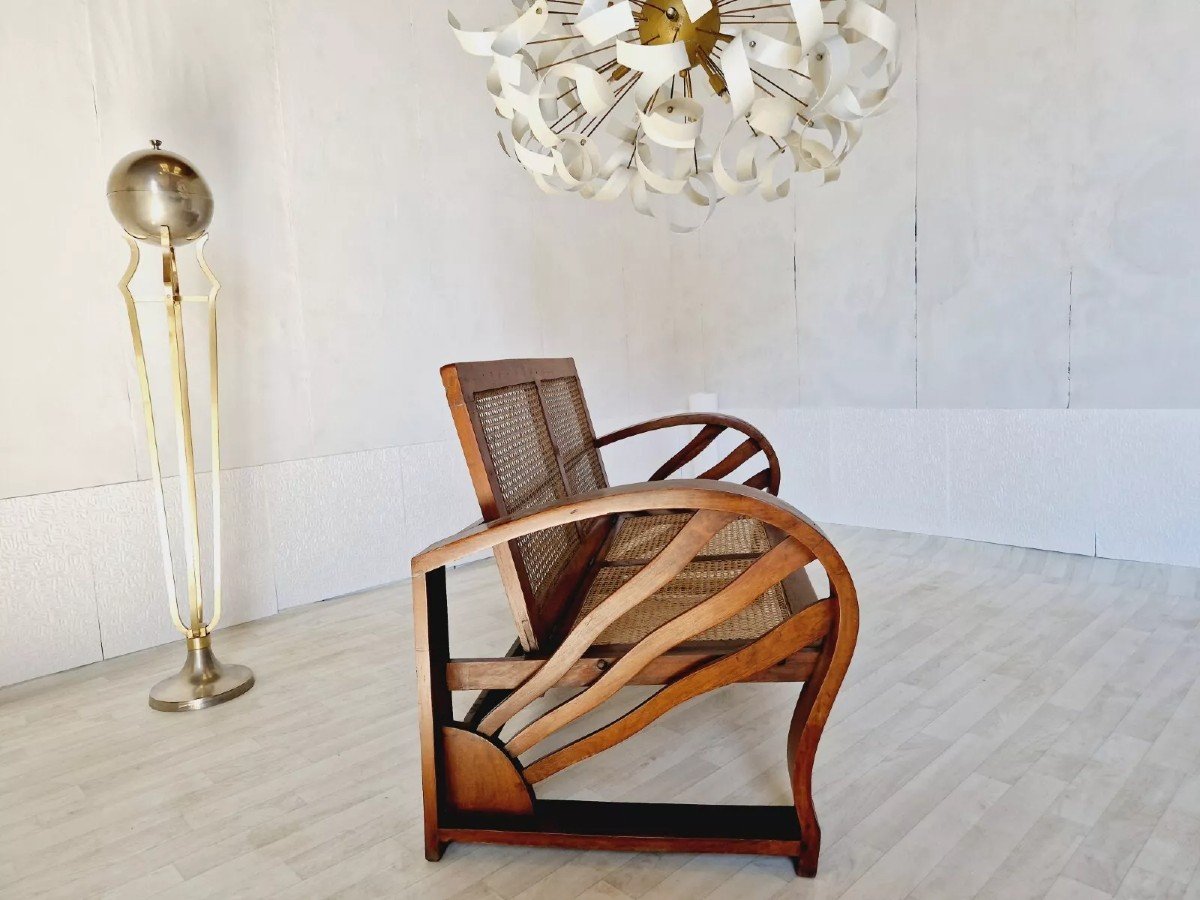 Colonial Style Cane Art Deco Sofa-photo-1