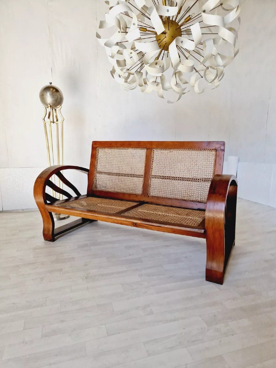 Colonial Style Cane Art Deco Sofa