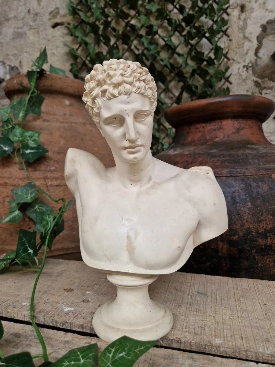 Buste Ancien D’hermès En Albâtre Sculpté D’origine Française-photo-2