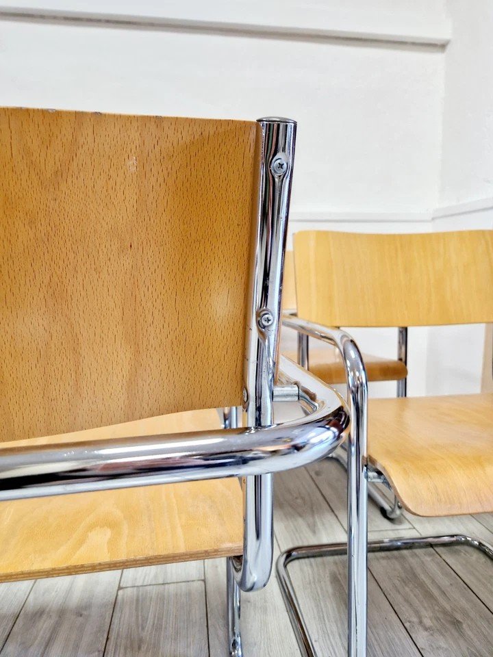 6 Chaises De Salle à Manger à La Manière De Marcel Breuer-photo-2