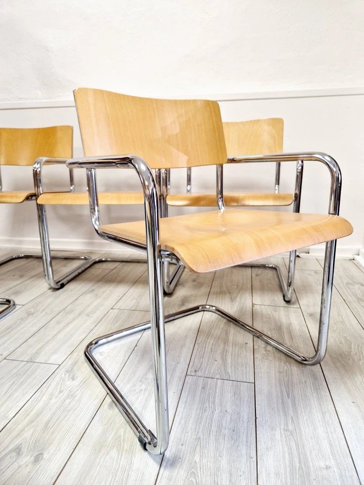 6 Chaises De Salle à Manger à La Manière De Marcel Breuer-photo-3