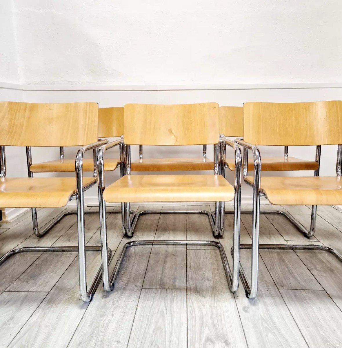 6 Chaises De Salle à Manger à La Manière De Marcel Breuer