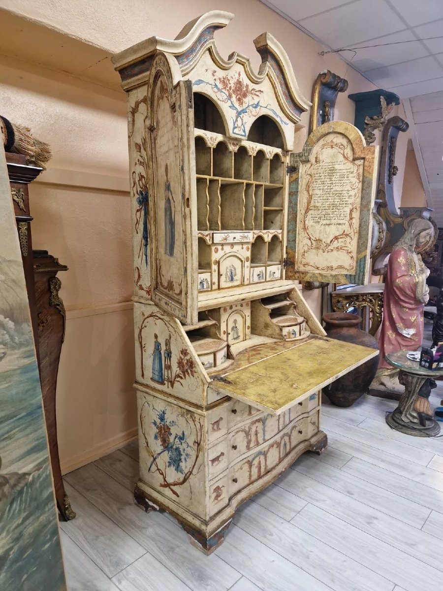 Secrétaire d’armoire ancien peint à la main-photo-3