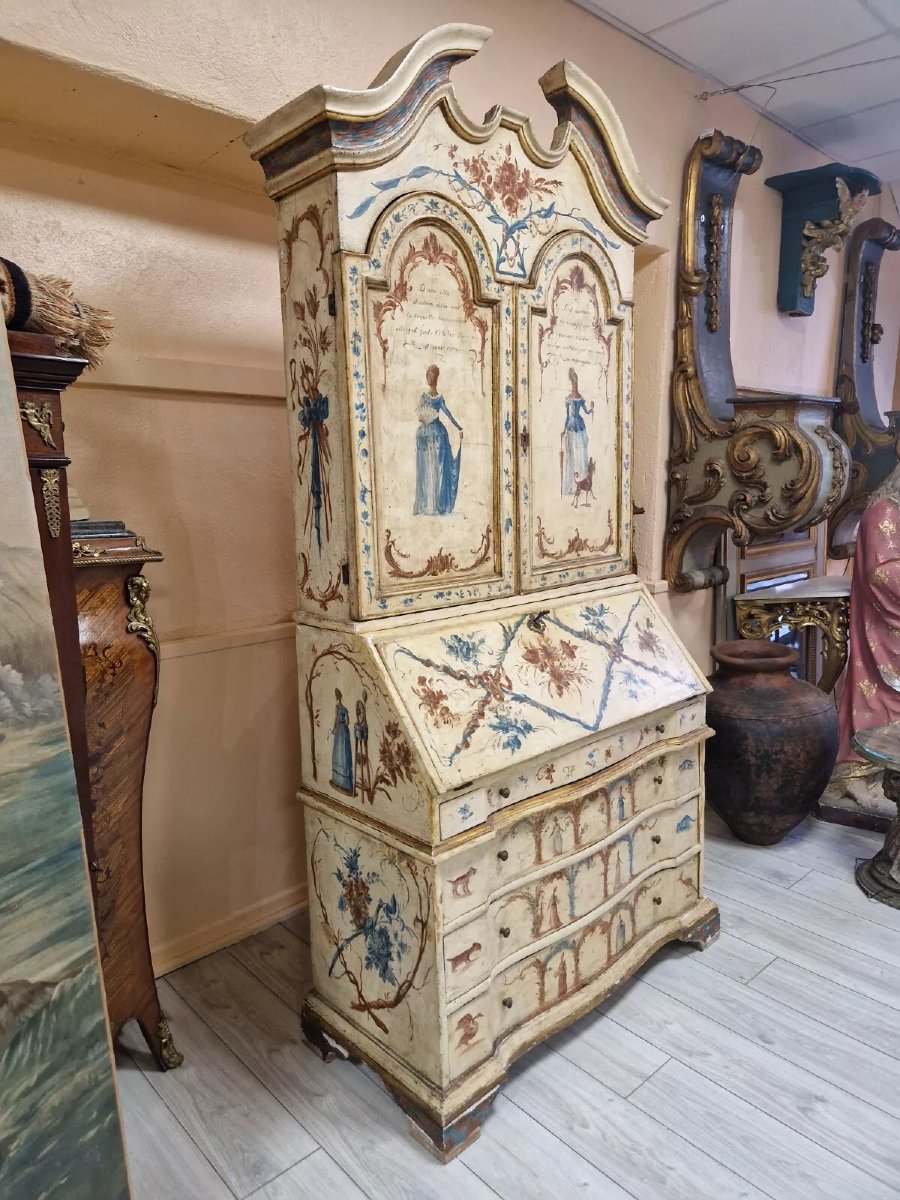 Secrétaire d’armoire ancien peint à la main-photo-1