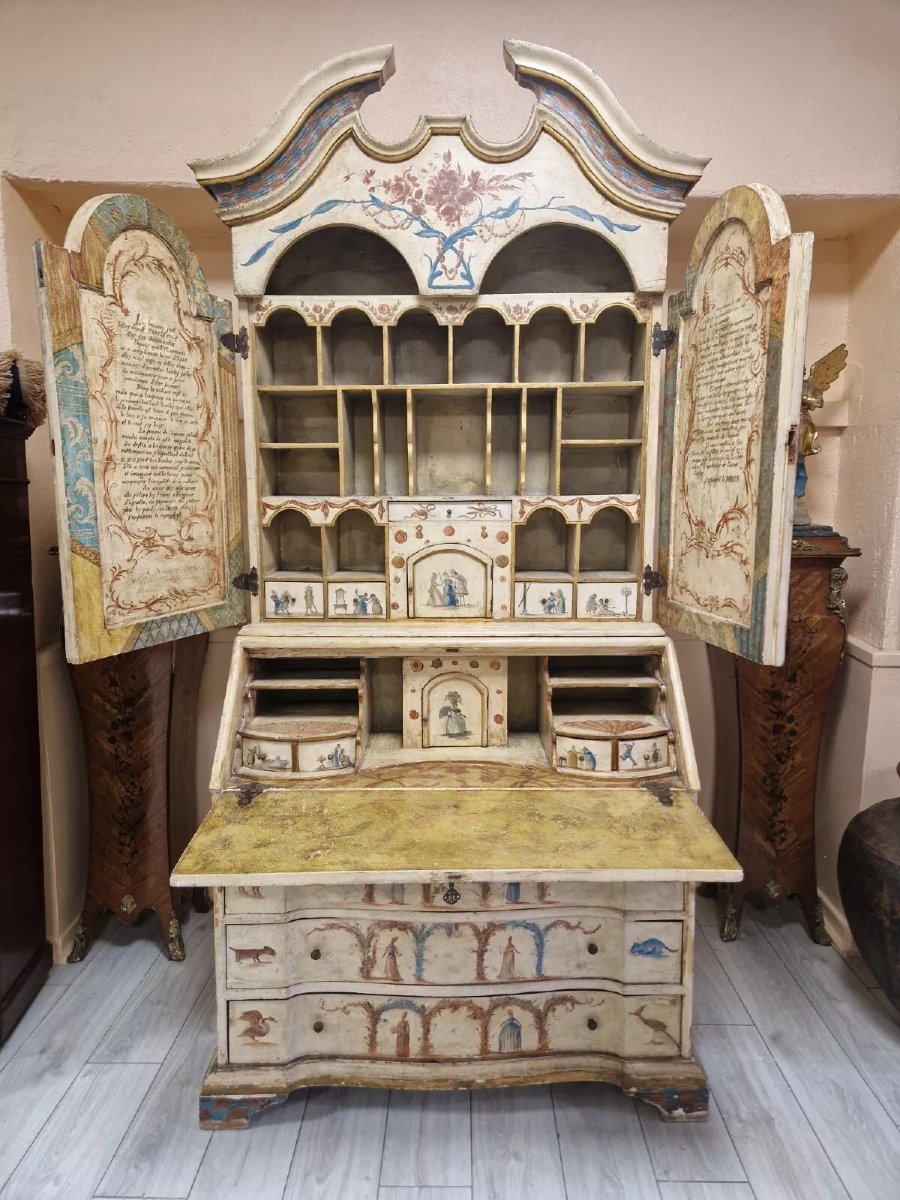 Secrétaire d’armoire ancien peint à la main-photo-4