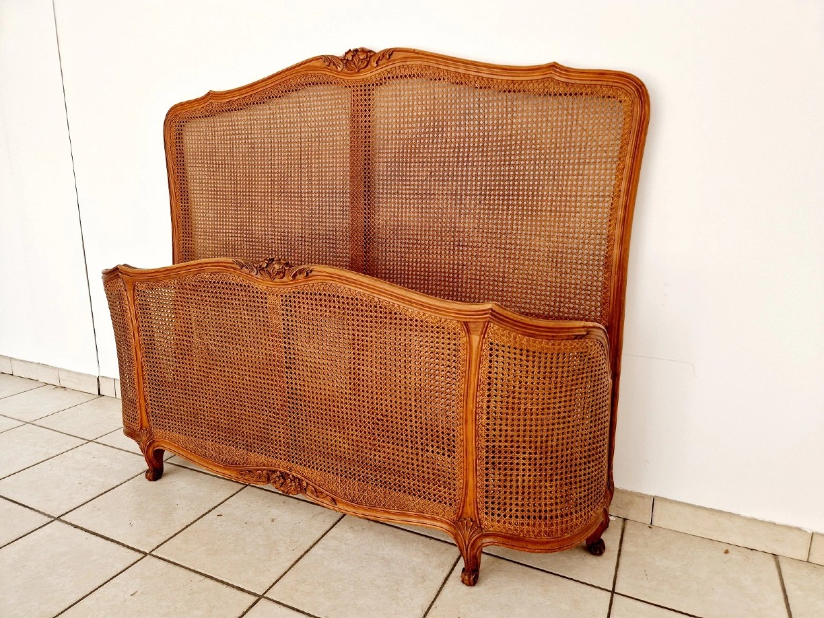 Lit Corbeille Cannage Français Style Louis XV
