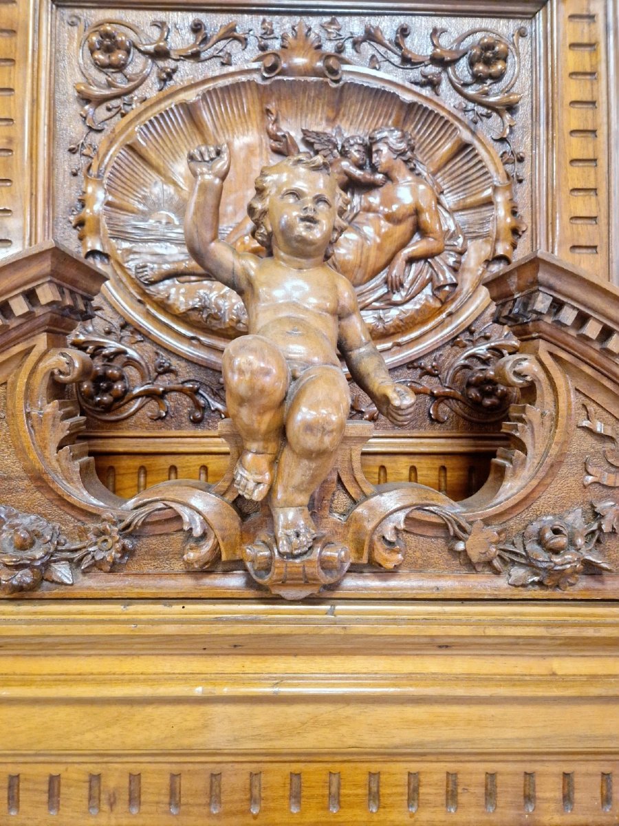 Antique Italian Renaissance Bed In Heavily Carved Walnut-photo-6