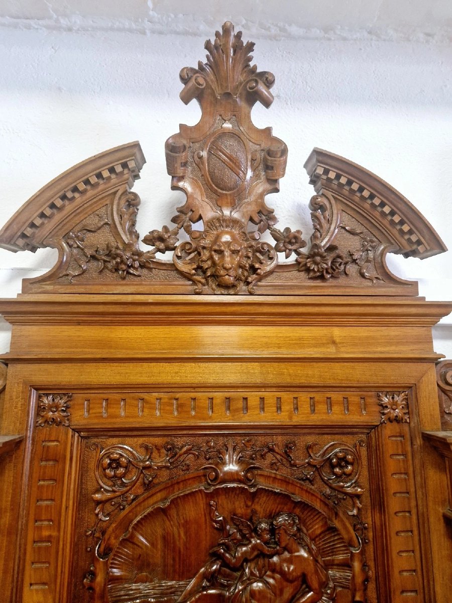 Antique Italian Renaissance Bed In Heavily Carved Walnut-photo-7