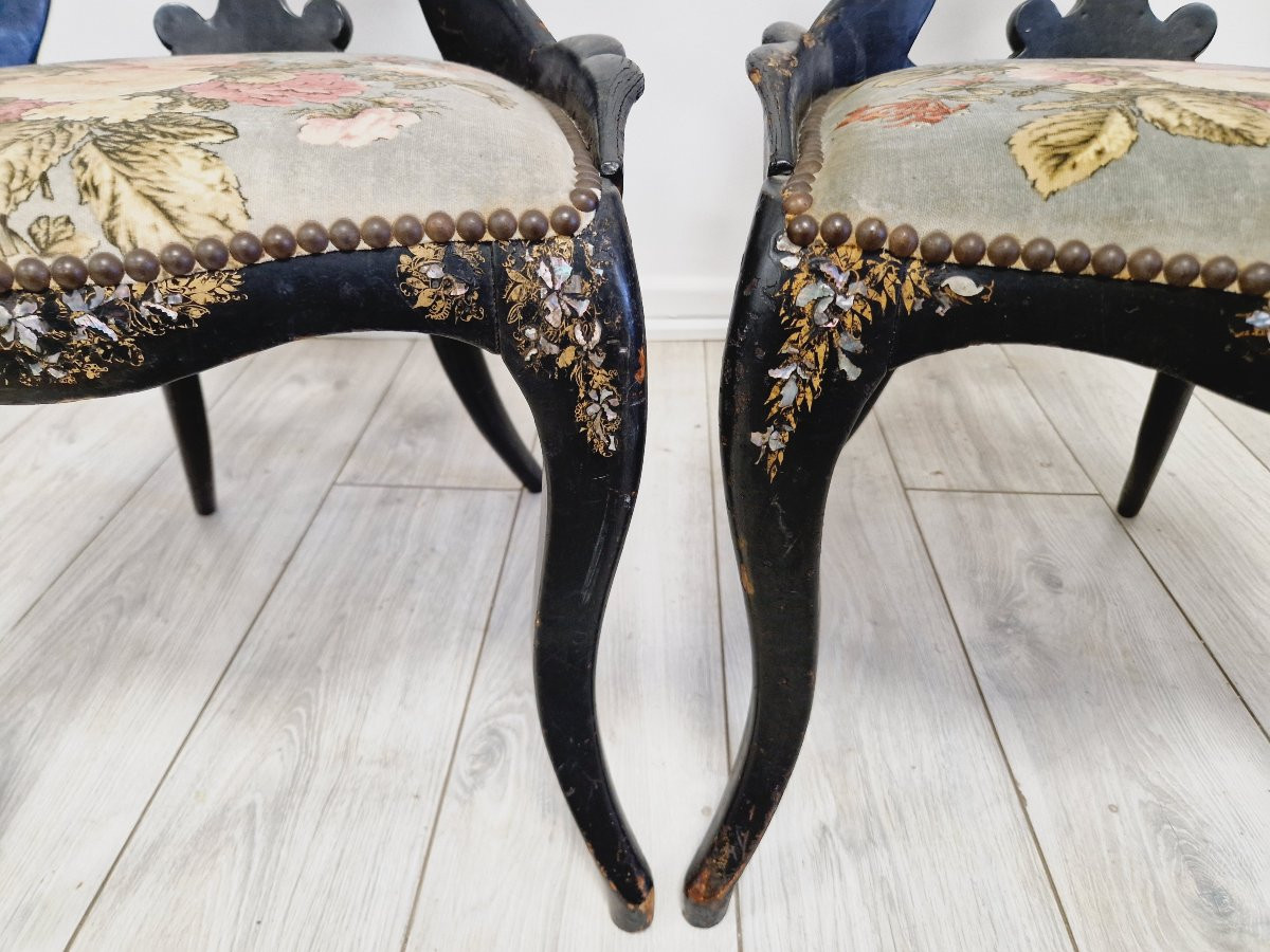 Paire antique de chaises napoléon françaises-photo-2