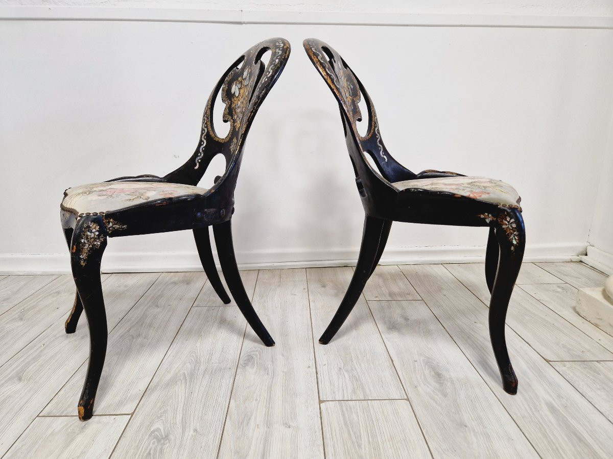Paire antique de chaises napoléon françaises-photo-3