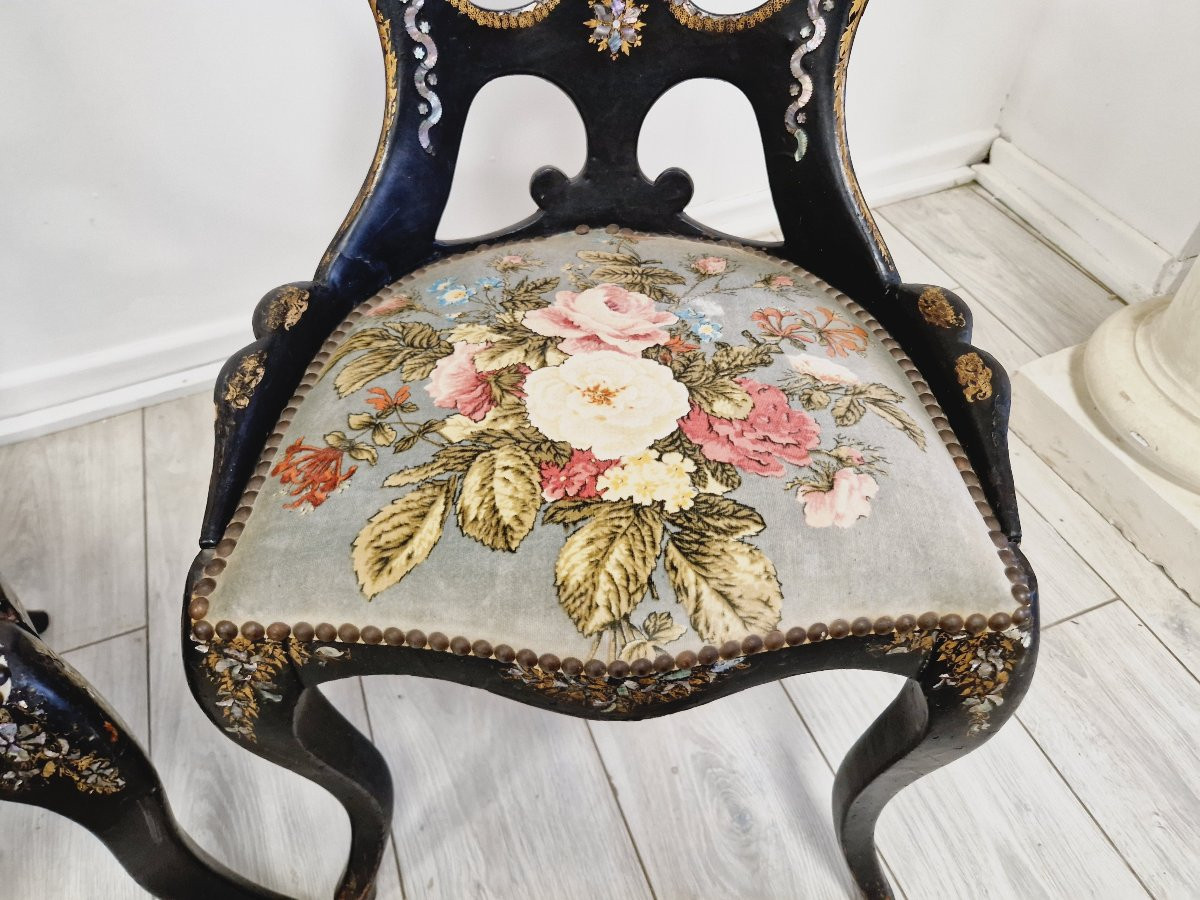 Paire antique de chaises napoléon françaises-photo-5