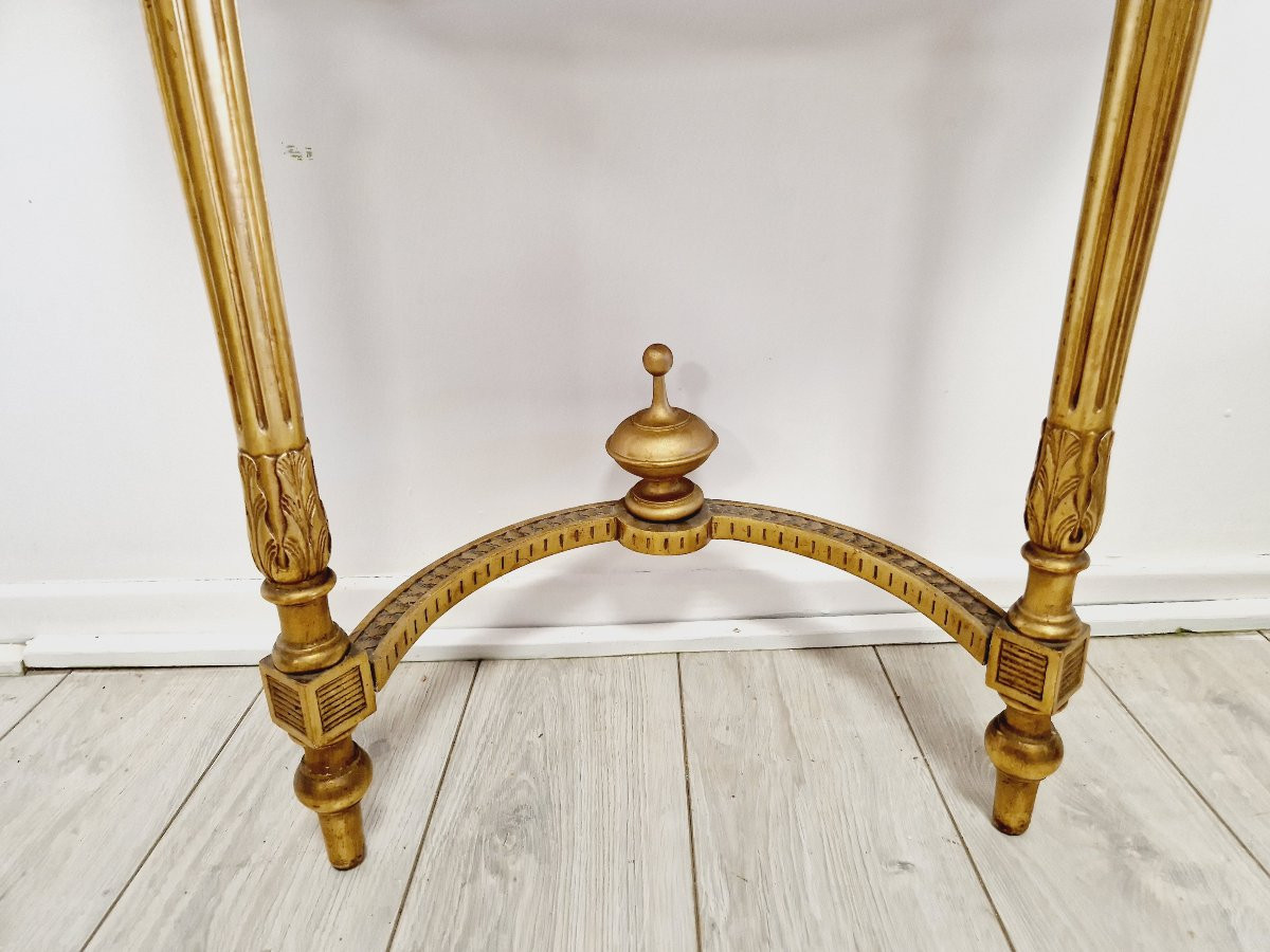 Antique Louis XVI Style Console Table With Marble Top-photo-2
