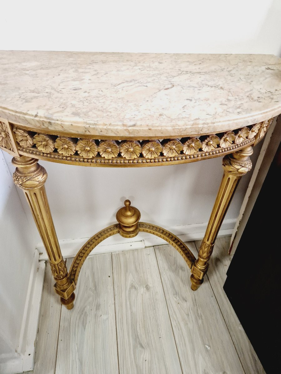 Antique Louis XVI Style Console Table With Marble Top-photo-3