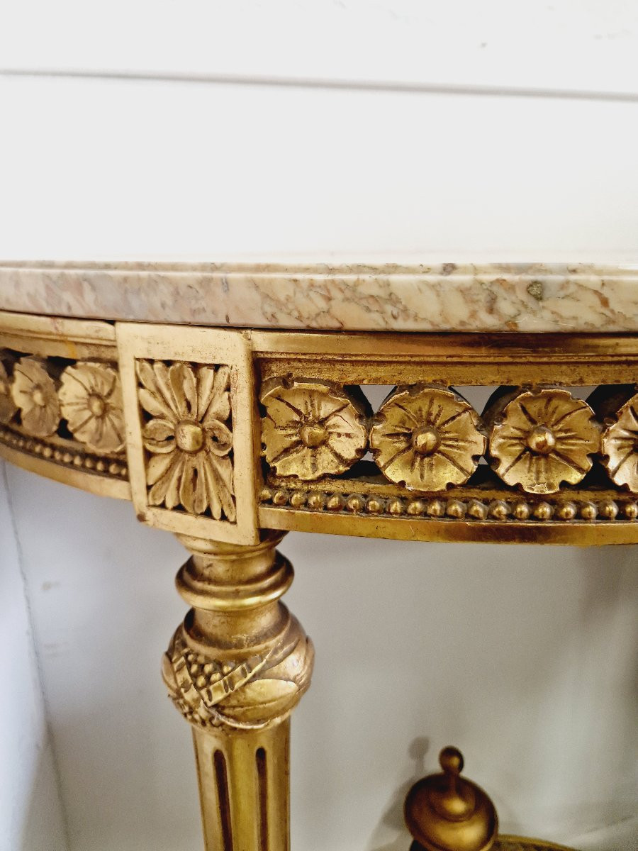 Antique Louis XVI Style Console Table With Marble Top-photo-4