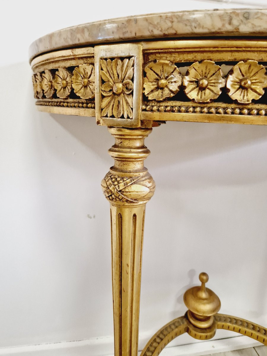 Antique Louis XVI Style Console Table With Marble Top-photo-7