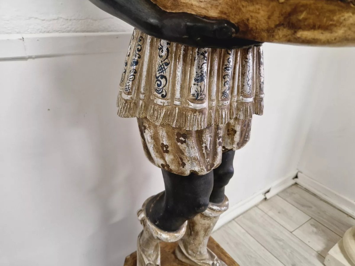 19th Century Venetian Statue In Polychrome Wood-photo-2