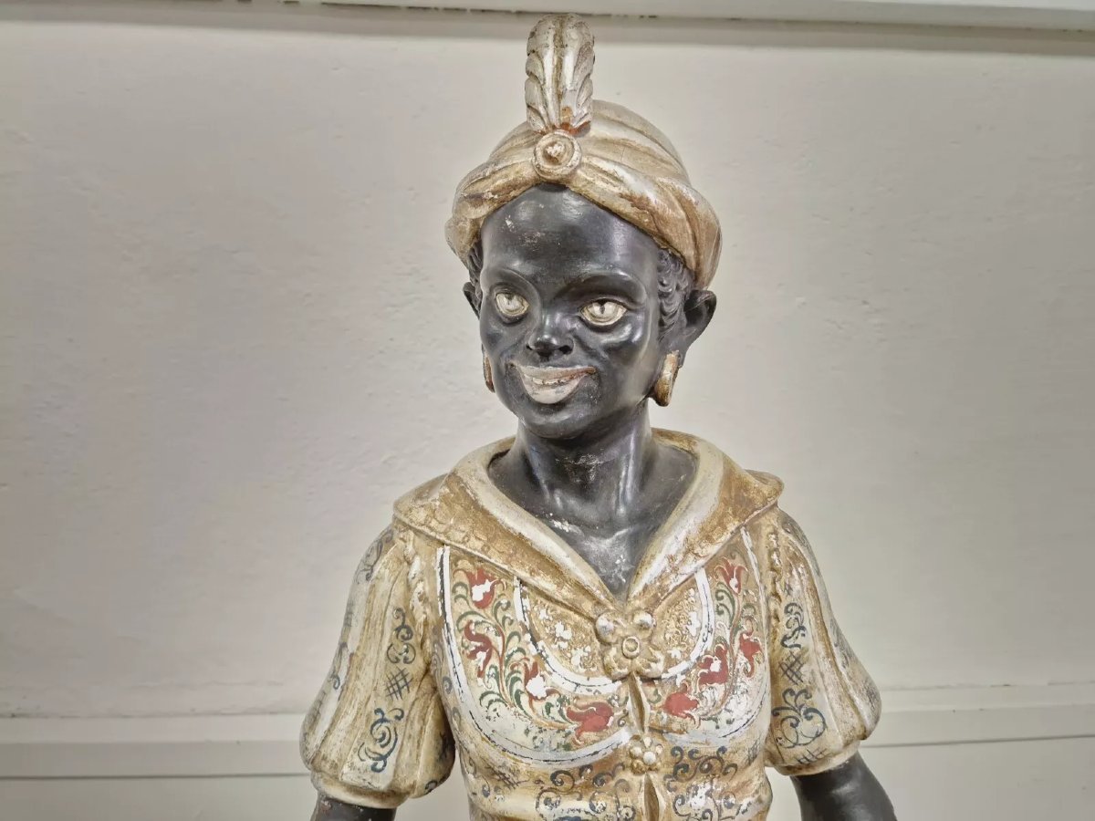 19th Century Venetian Statue In Polychrome Wood-photo-4