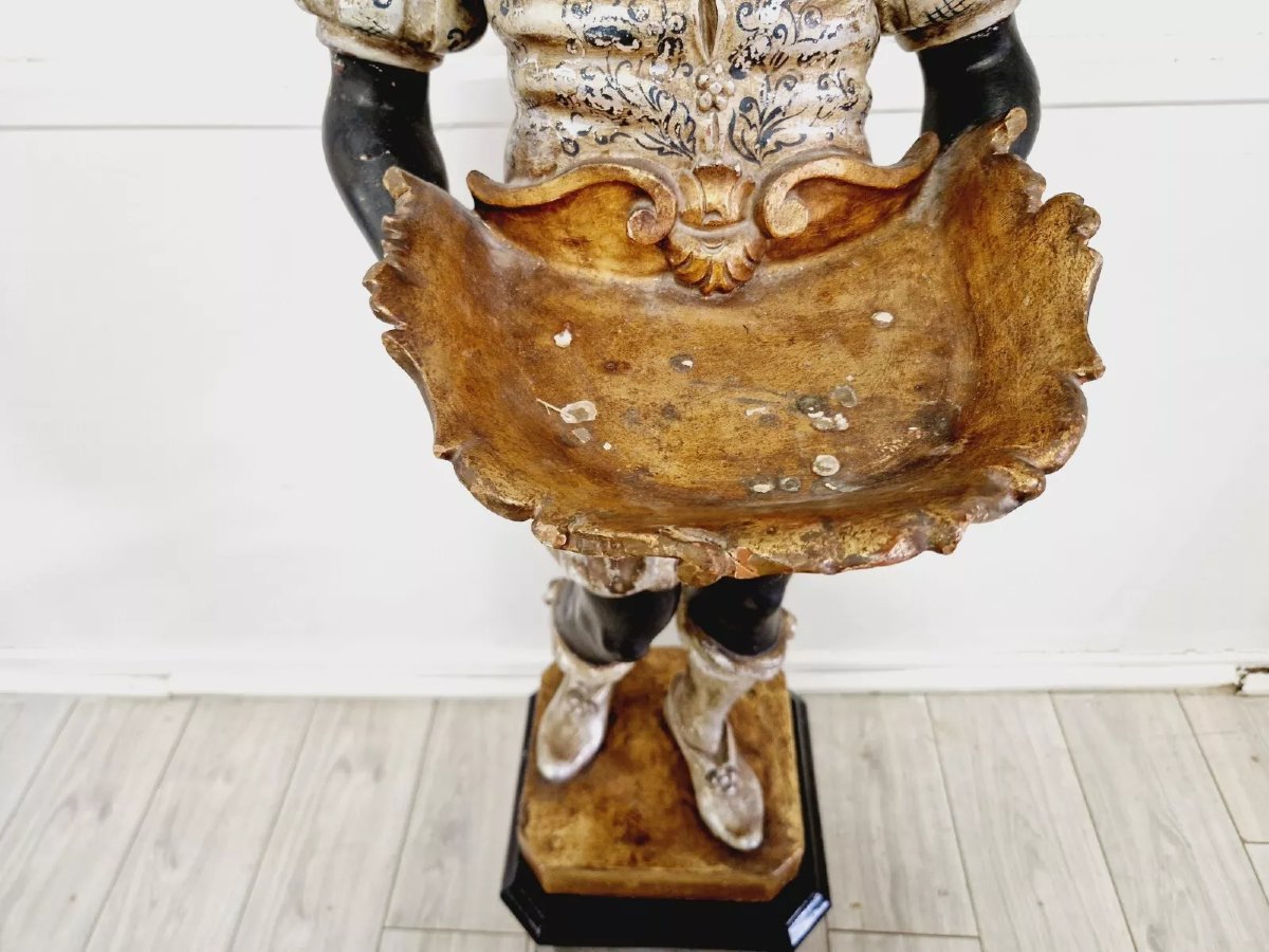 19th Century Venetian Statue In Polychrome Wood-photo-5