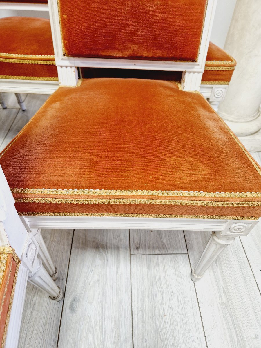 6 Chaises de salle à manger antiques de style Louis XVI-photo-3
