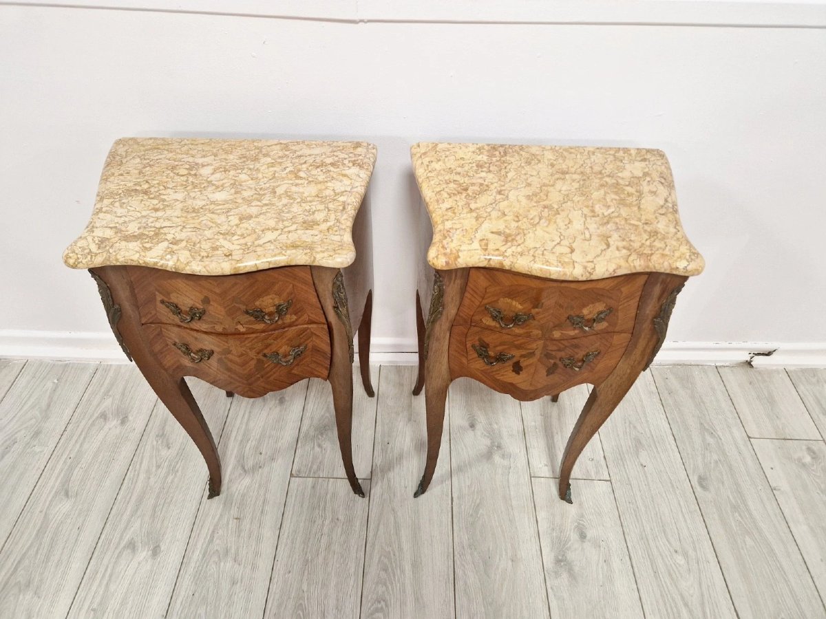 Pair Of Antique Louis XV Style Bedside Cabinets Stamped Mp-photo-3