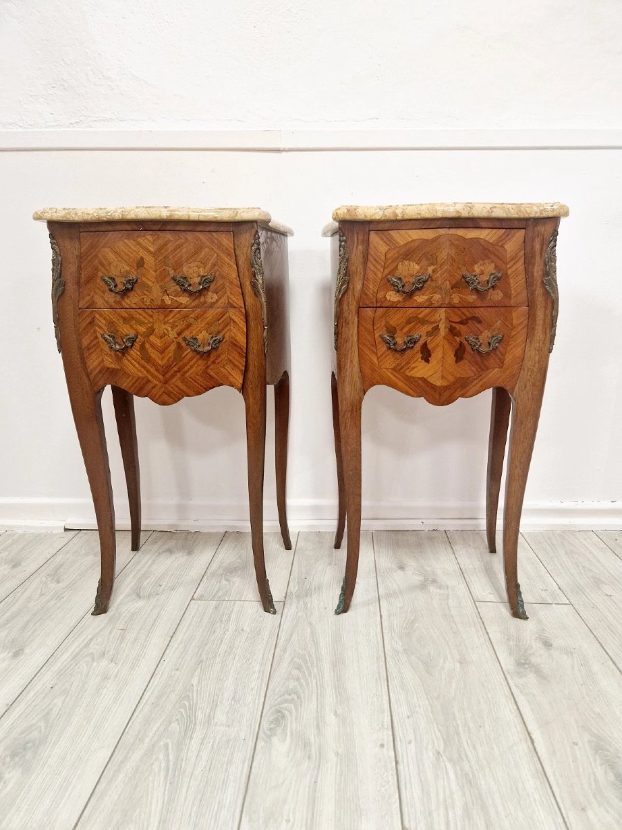 Pair Of Antique Louis XV Style Bedside Cabinets Stamped Mp-photo-4