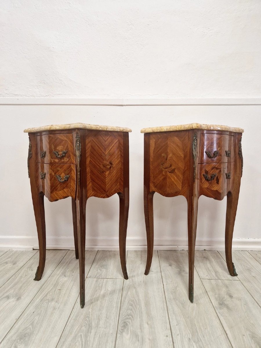 Pair Of Antique Louis XV Style Bedside Cabinets Stamped Mp-photo-3