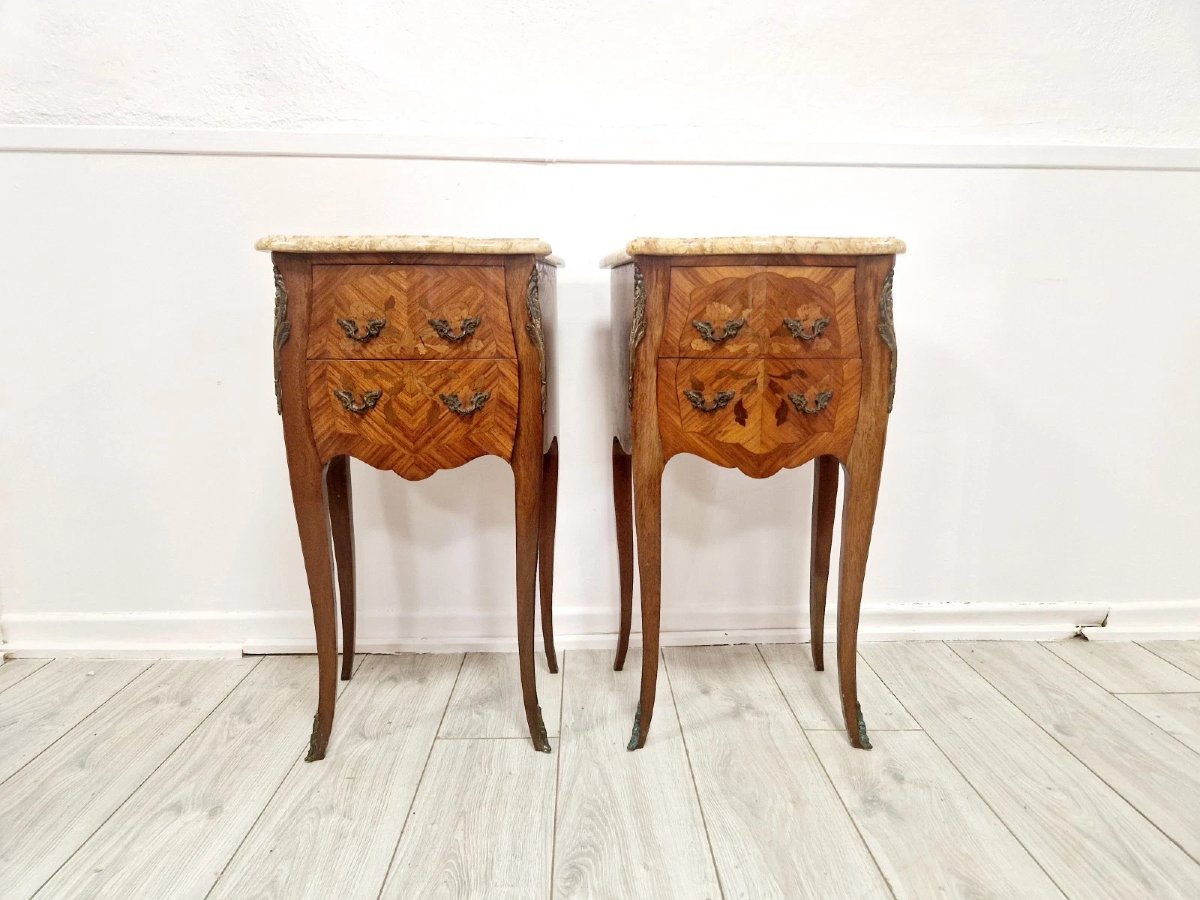 Pair Of Antique Louis XV Style Bedside Cabinets Stamped Mp-photo-4
