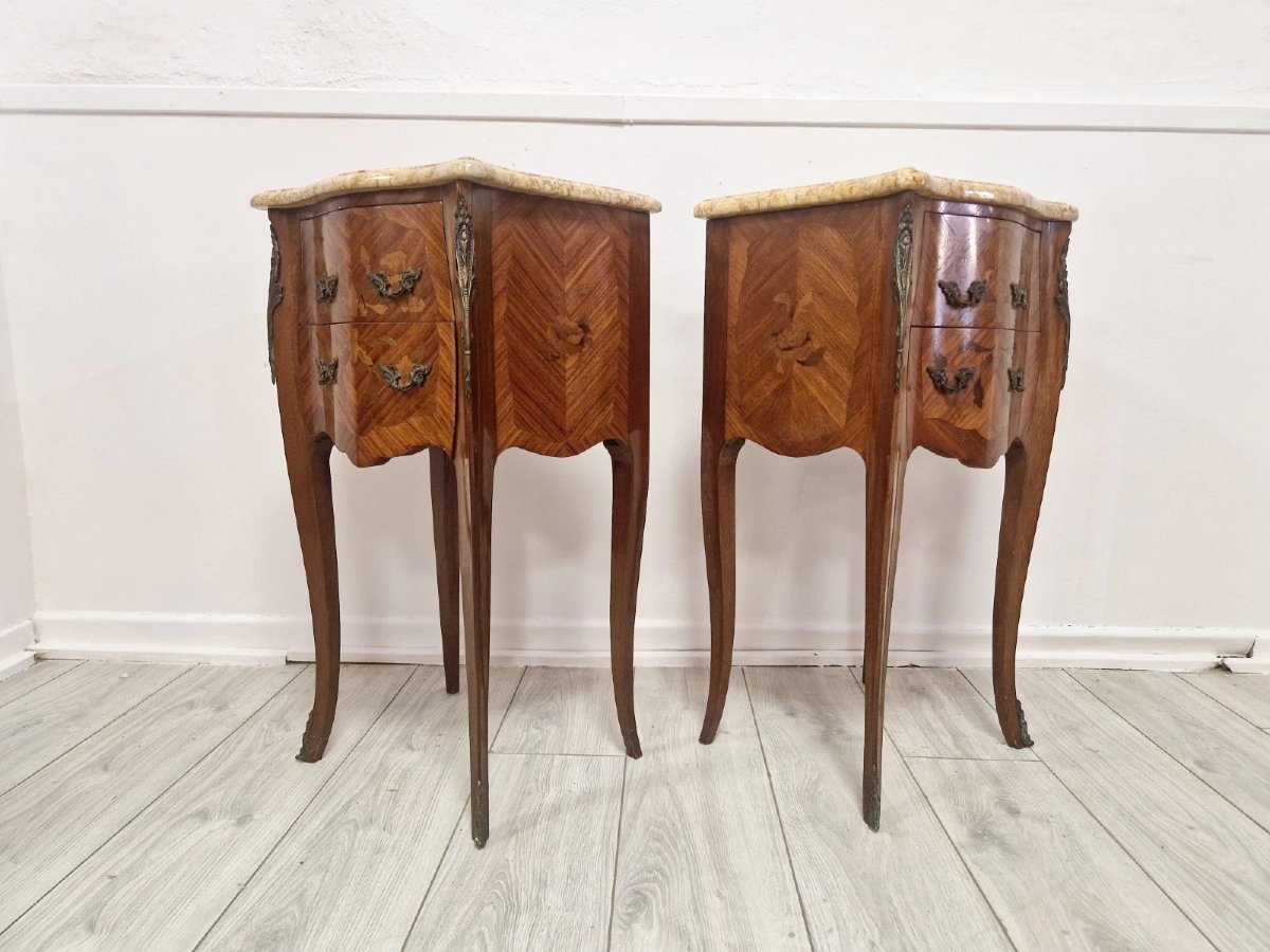 Pair Of Antique Louis XV Style Bedside Cabinets Stamped Mp-photo-6