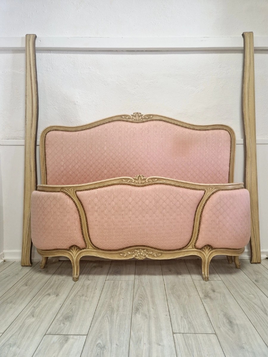 Louis XV Style French Rose Double Bed Basket