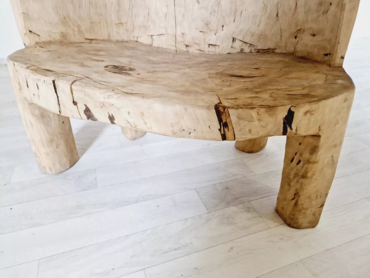 Hand-carved Solid Trunk Brutalist Chair-photo-5