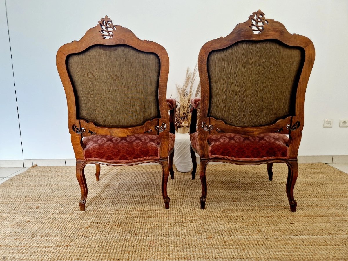 Paire antique de bergères de style Louis XV-photo-1