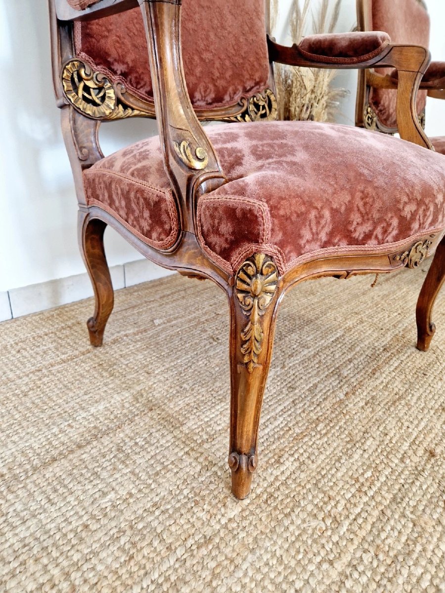 Paire antique de bergères de style Louis XV-photo-3