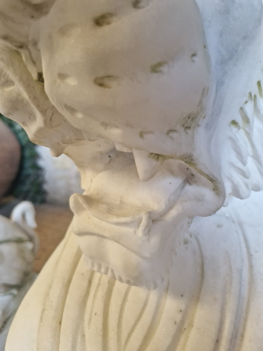 Antique Pair Of Marble Lion Statues **very Heavy**-photo-2