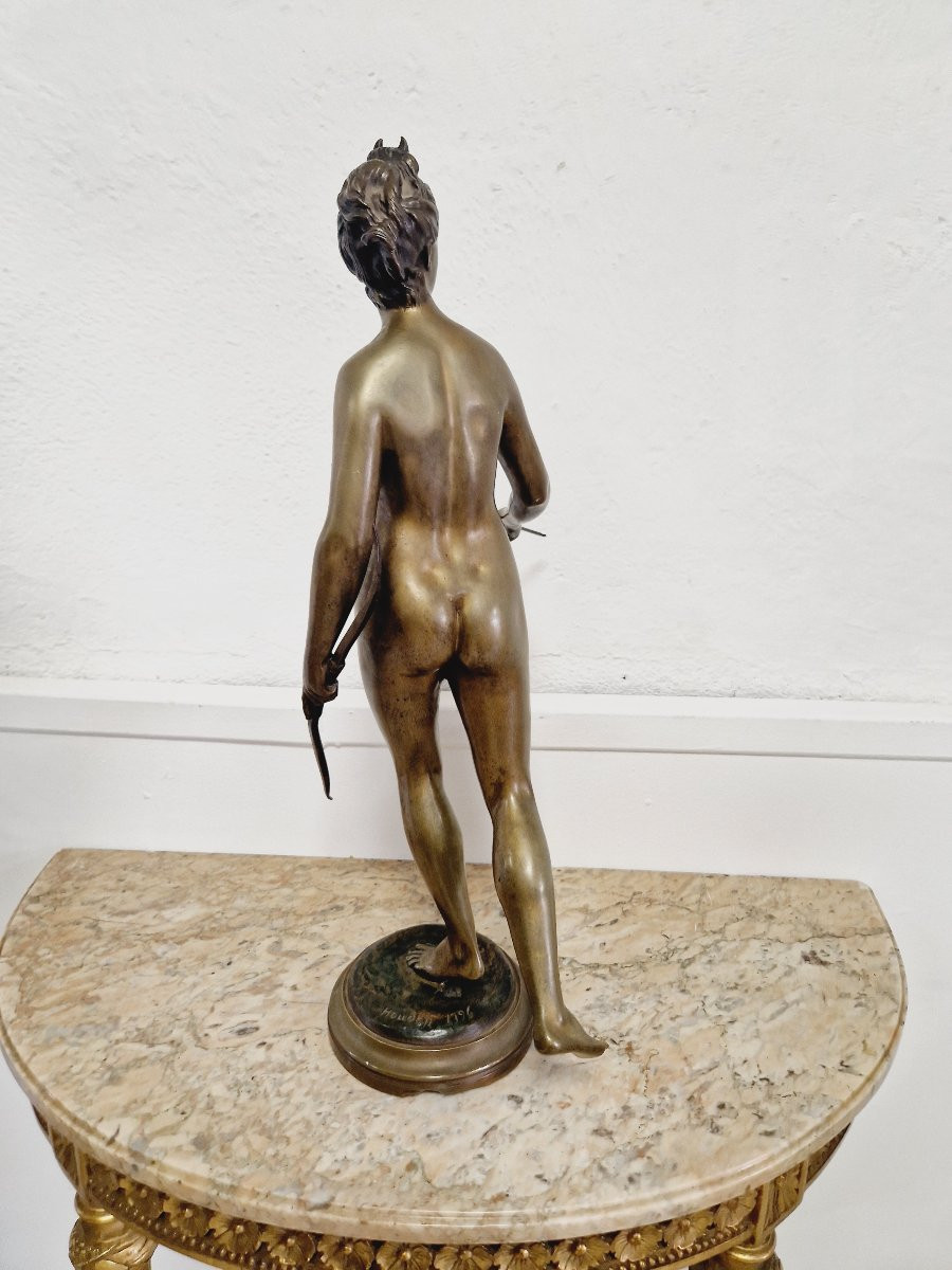 Sculpture en bronze du 19ème siècle de Diane la chasseresse-photo-6