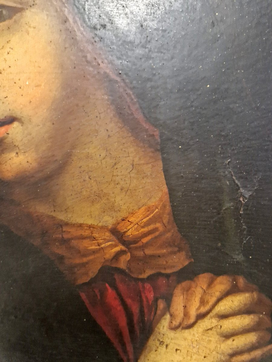 Peinture à l'huile du 19e siècle Vierge des Douleurs-photo-1