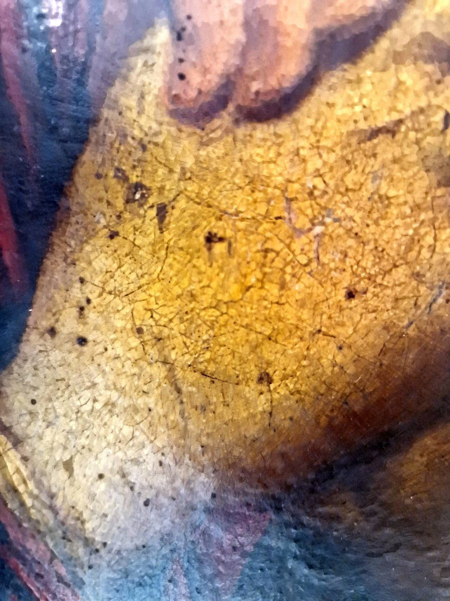 Peinture à l'huile du 19e siècle Vierge des Douleurs-photo-5