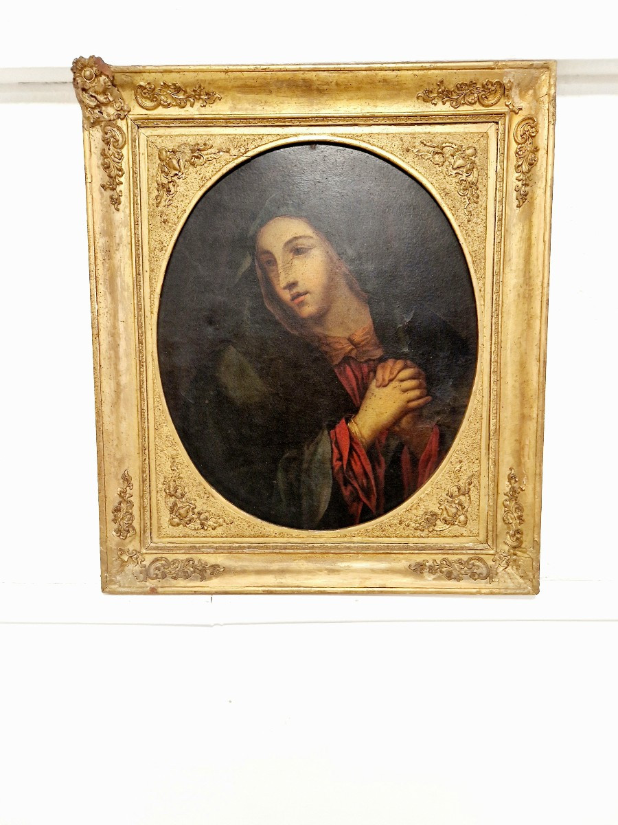 Peinture à l'huile du 19e siècle Vierge des Douleurs