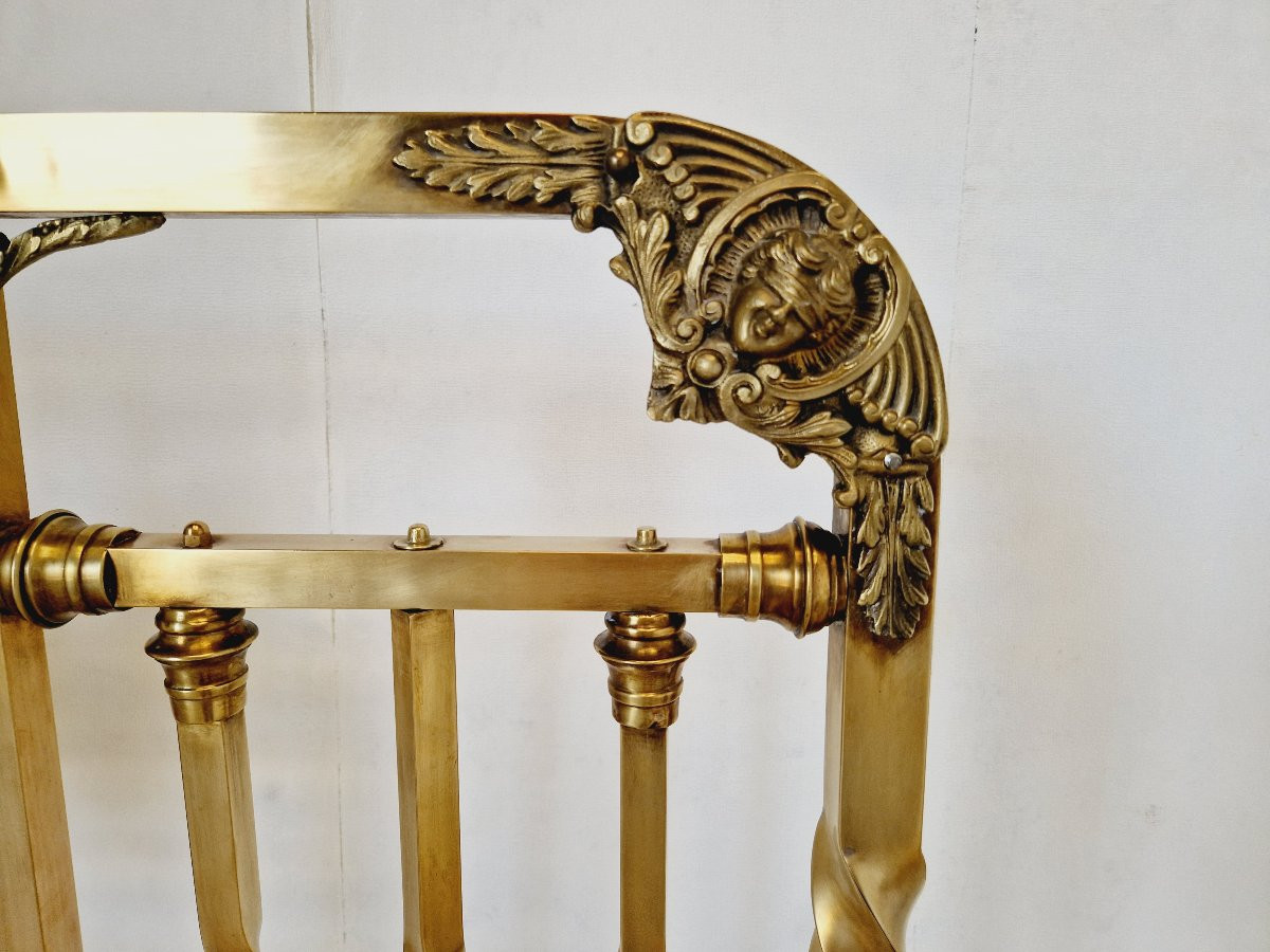 Lit en laiton antique d'époque Art Nouveau Eros-photo-3
