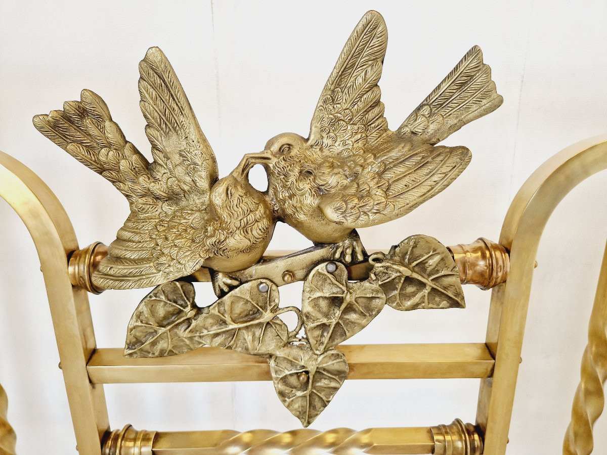 Lit en laiton antique d'époque Art Nouveau Eros-photo-4