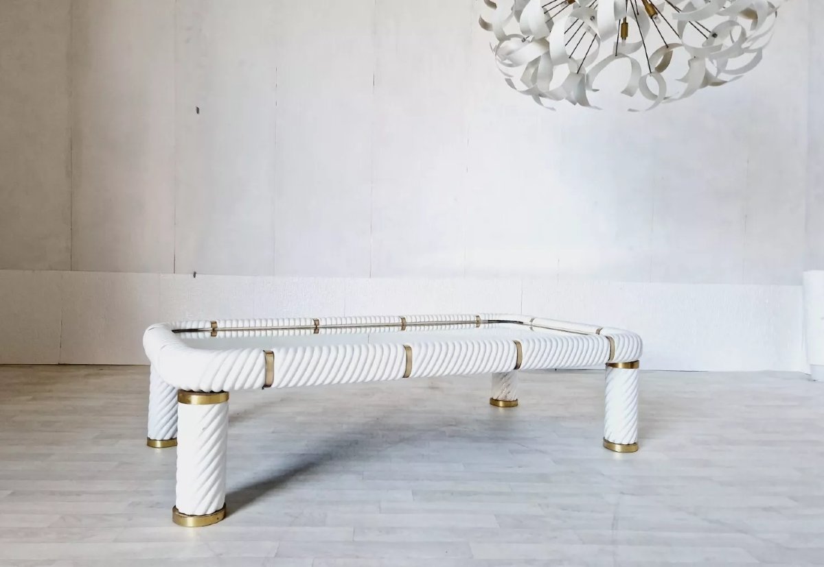 Table basse vintage Tommaso Barbi Hollywood Regency-photo-4