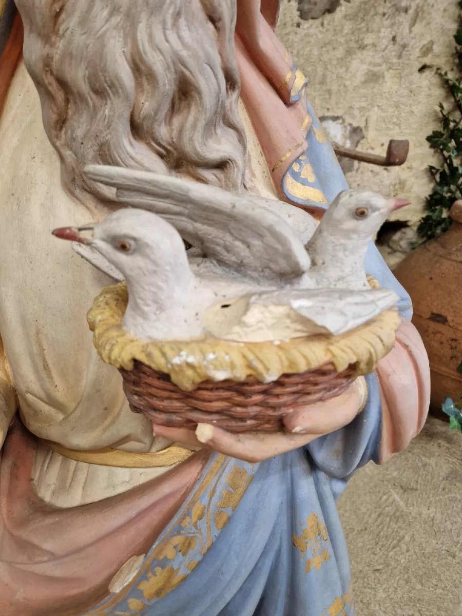 Statue religieuse antique grandeur nature de Saint Joaquin-photo-3