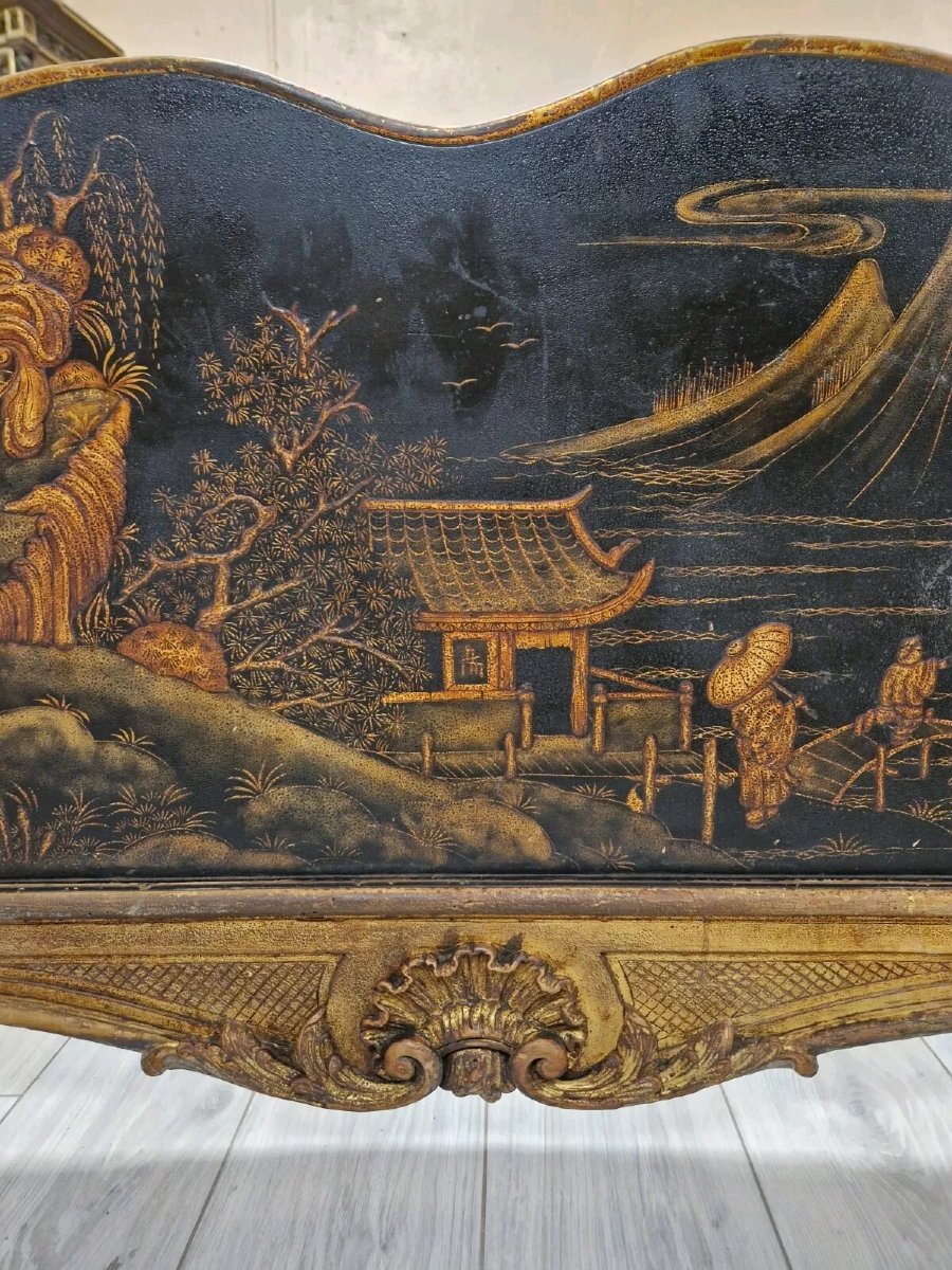 Lit chinois antique en bois sculpté-photo-4
