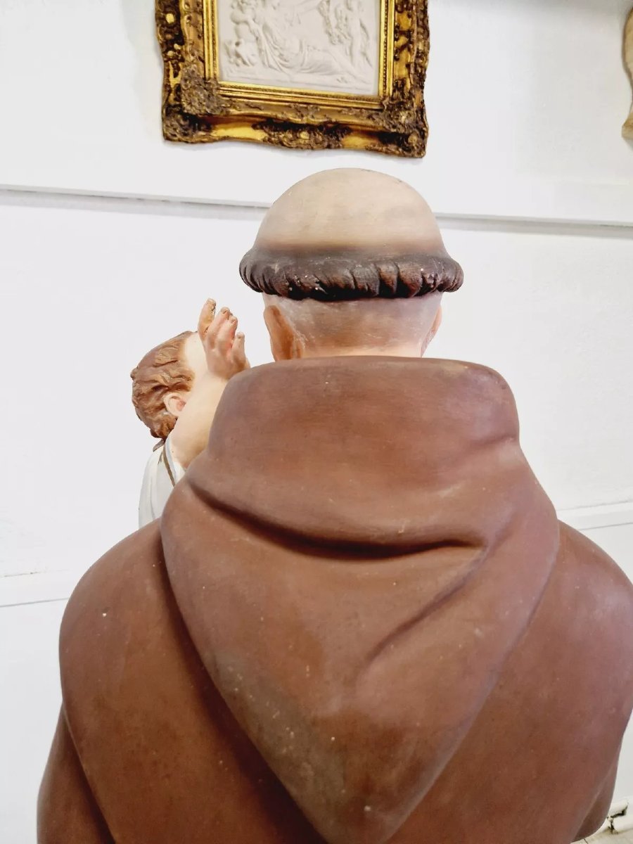 Statue religieuse antique de Saint Antoine, sculpture d'église-photo-6