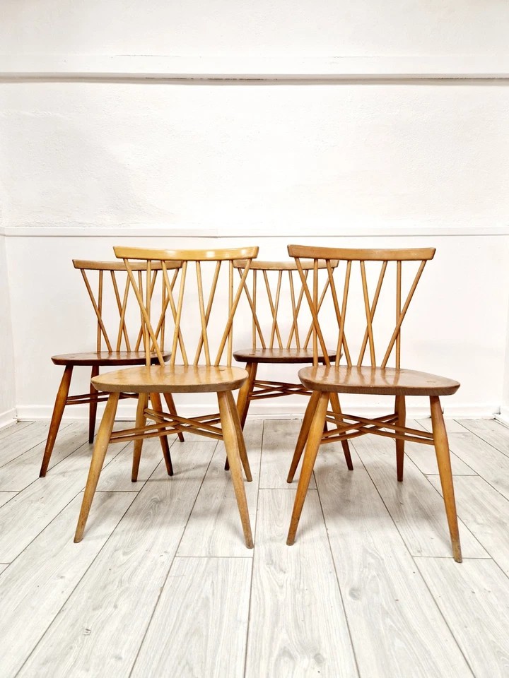 4 Ercol Candlestick Back Dining Chairs-photo-4