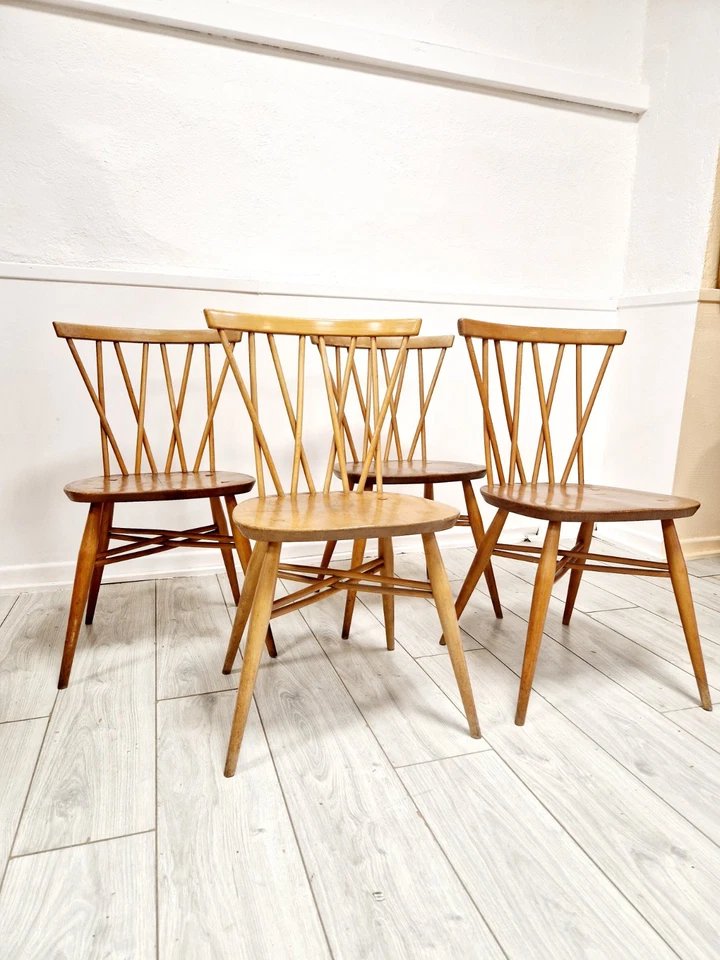 4 Ercol Candlestick Back Dining Chairs-photo-3
