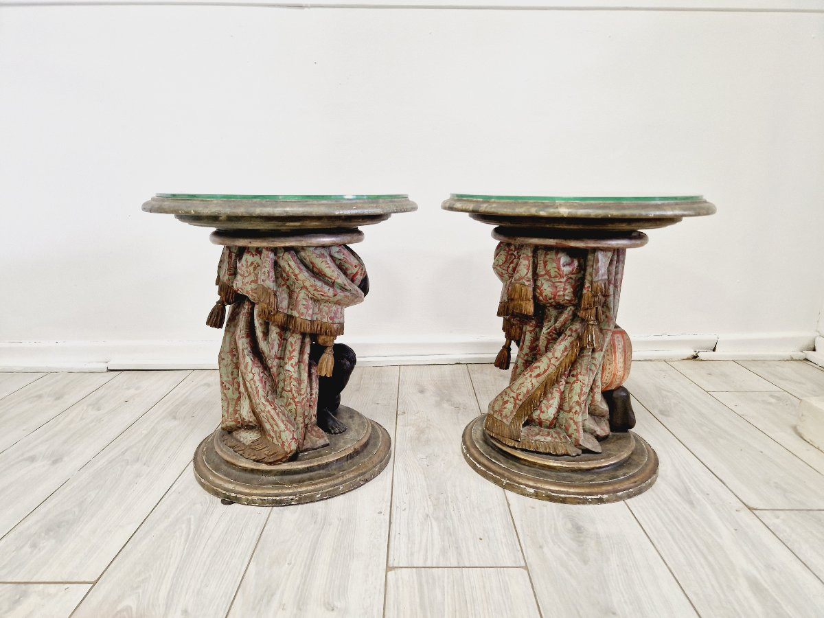 Pair Of Antique Venetian Pedestal Tables-photo-3