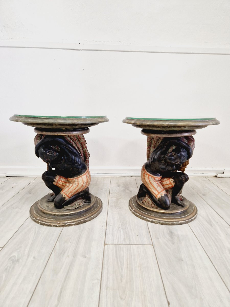 Pair Of Antique Venetian Pedestal Tables-photo-1